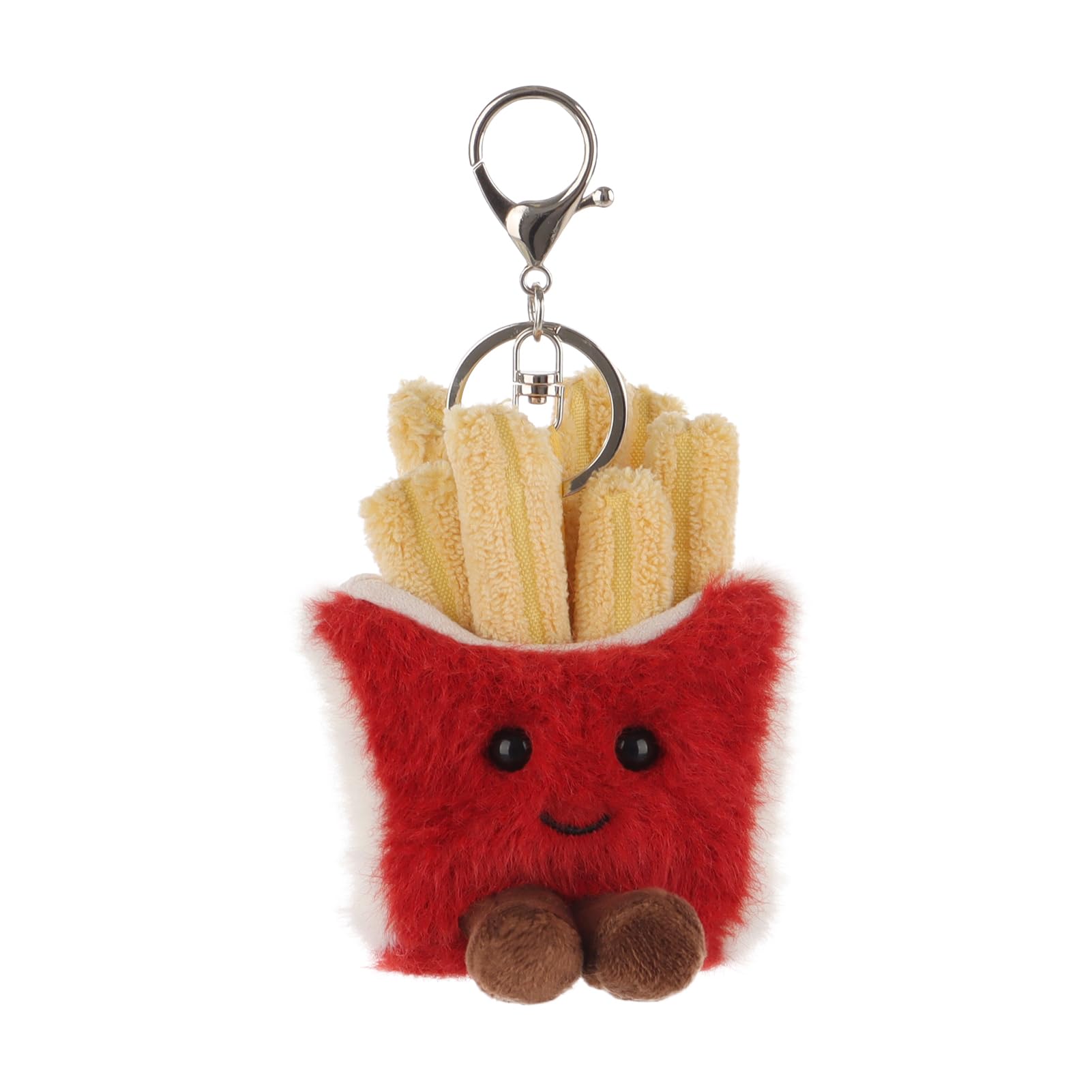 Apricot Lamb Fresh French Fries Soft Cuddly Keychain, Plush Toys